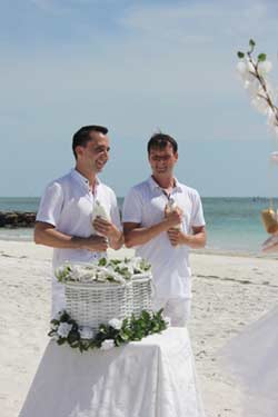 sarasota white bird release LGBT wedding